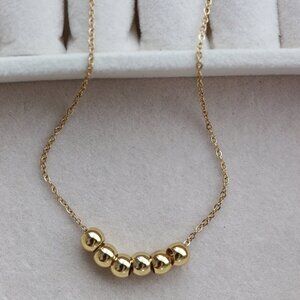 6mm 6 Beads Pendant Necklace Stainless Steel